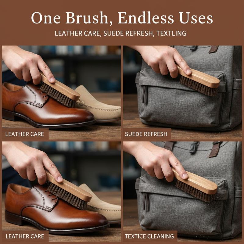 1PC Wood Shoe Brush Horse Hair - Leather Shoe Polish 评论和价格