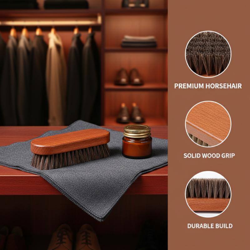 1PC Wood Shoe Brush Horse Hair - Leather Shoe Polish 评论和价格